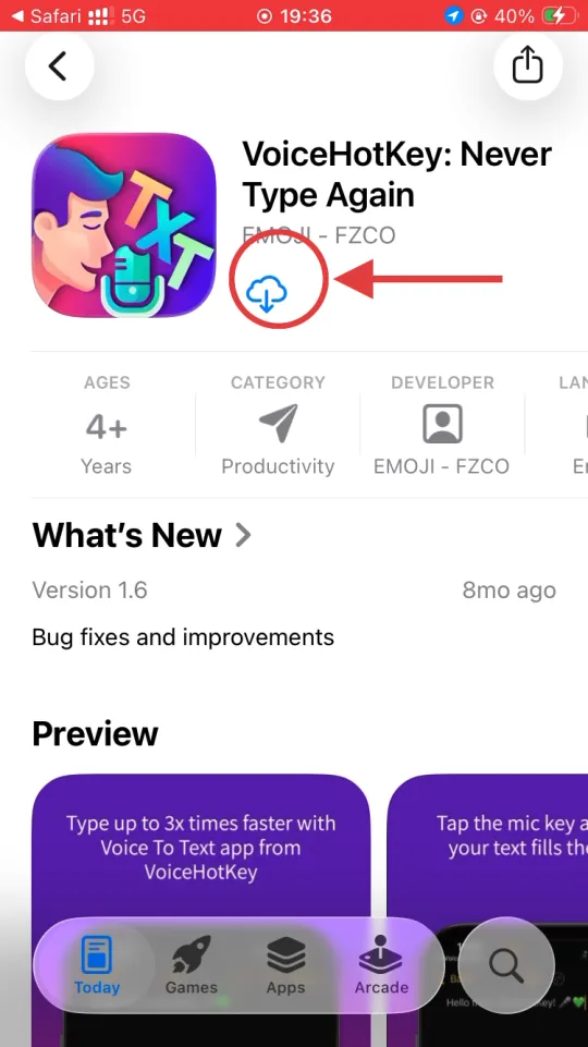 VoiceHotKey sur l&rsquo;App Store iOS