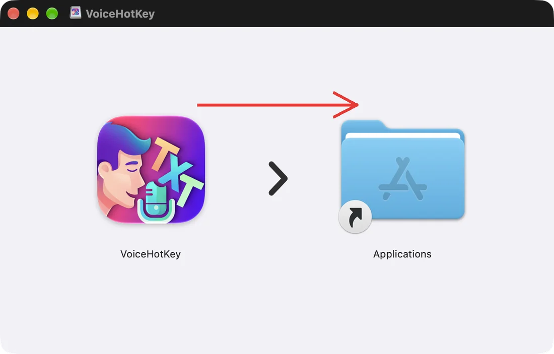 Glisser VoiceHotKey sur le dossier Applications